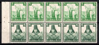 1935 Third Reich, Germany, Se-tenant, Zusammendrucke, Block (Mi. H-Bl. 103 B, CV $50)