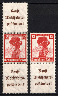 1935 Third Reich, Germany, Se-tenants, Zusammendrucke (Mi. S 240 - S 241, CV $90)