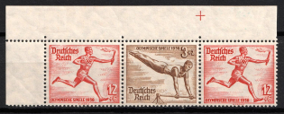 1936 Third Reich, Germany, Se-tenant, Zusammendrucke (Mi. W 110, Corner Margin, CV $30, MNH)