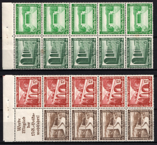 1936 Third Reich, Germany, Se-tenants, Zusammendrucke, Blocks (Mi. H-Bl. 107 B, 108 B, CV $70)