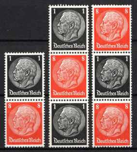 1936-37 Third Reich, Germany, Se-tenants, Zusammendrucke (Mi. S 135 - S 136, S 138, CV $50)