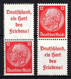 1936-37 Third Reich, Germany, Se-tenants, Zusammendrucke (Mi. S 143, S 145, CV $30, MNH)