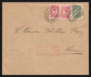 1914 Brahestad Censorship, WWI Censored cover from Brahestad to Kemi with violet boxed censor handstamp 'Military censorship'
