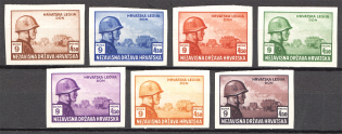1943 Croatian Legion Probes Proofs Varieties of Color 9+4.50 Kuna (MNH)