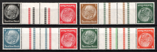 1937-39 Third Reich, Germany, Se-tenants, Gutter Tete-beches, Zusammendrucke (Mi. KZ 26, KZ 27.1.1, KZ 28, KZ 29.2.4, CV $30)
