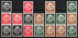 1937-39 Third Reich, Germany, Se-tenants, Zusammendrucke (Mi. S 148 - S 154, CV $30)