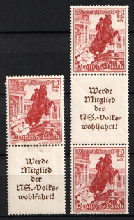 1938 Third Reich, Germany, Se-tenants, Zusammendrucke (Mi. S 253 - S 254, CV $40)