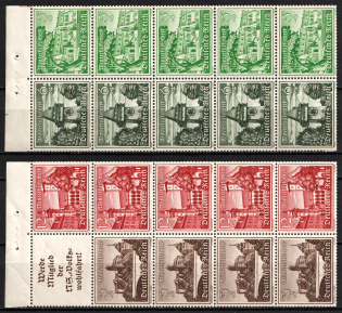 1939 Third Reich, Germany, Se-tenants, Zusammendrucke, Blocks (Mi. H-Bl. 113 B, 114 B, Margins, CV $70)