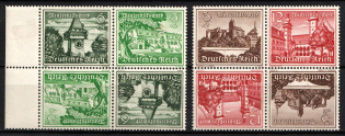 1939 Third Reich, Germany, Tete-beches, Se-tenants, Zusammendrucke, Blocks of Four (Mi. SK 35 - SK 36, Margin, CV $40)