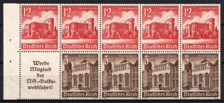 1940 Third Reich, Germany, Se-tenant, Zusammendrucke, Block (Mi. H-Bl. 116 B, Margin, CV $80, MNH)