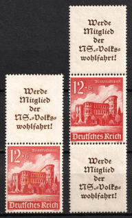 1940 Third Reich, Germany, Se-tenants, Zusammendrucke (Mi. S 264 - S 265, CV $80, MNH)