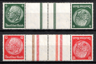1940-41 Third Reich, Germany, Gutter Tete-beches, Se-tenant, Zusammendrucke (Mi. KZ 22.5.1, KZ 23.3.3, CV $40, MNH)