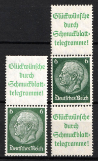 1940-41 Third Reich, Germany, Se-tenants, Zusammendrucke (Mi. S 207.1, S 208.1, CV $70)