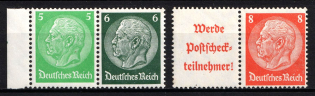 1940-41 Third Reich, Germany, Se-tenants, Zusammendrucke (Mi. W 69, W 87, CV $30, MNH)