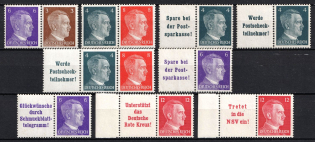1941 Third Reich, Germany, Se-tenants, Zusammendrucke (Mi. W 149 - W 157, Margins, CV $50)