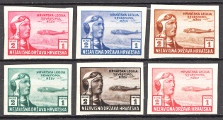 1943 Croatian Legion Probes Proofs Varieties of Color 2+1 Kuna (MNH)