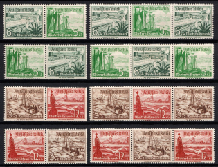 1937 Third Reich, Germany, Se-tenants, Zusammendrucke (Mi. W 123 - W 126, W 131 - W 134, CV $40)