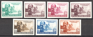 1943 Croatian Legion Probes Proofs Varieties of Color 3.50+1.50 Kuna (MNH)