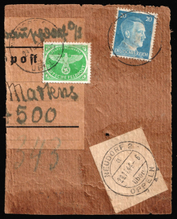 1944 Reich Military Mail on piece franked with 20pf Third Reich, Field Post, Feldpost, Germany (Mi. 4, 791, Canceled, CV $340)