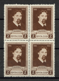 1941 25th Anniversary of the Death of Surikov Block of Four 2 Rub (MNH)