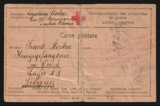 1914-17 Vladivostok Censorship, WWI Censored POW postcard from Austria to Omsk with violet letters censor handstamp 'Military censor 26'