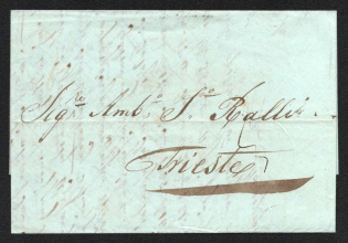 1836 Russia ODESSA pmk pre-stamp folded entire cover to TRIEST Austria