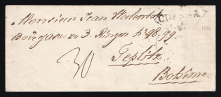 1866 Russia ODESSA Foreign Expedition diamond pmk PORTO stampless cover to TEPLITZ Teplice Bohemia Austria