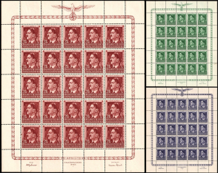 1944 General Government, Germany, Full Sheets (Mi. 117 - 119, Full Set, CV $70)