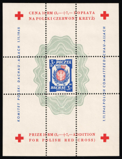 1945 Dachau - Allach, Poland, DP Camp, Displaced Persons Camp, Souvenir Sheet (Wilhelm Bl. 1 x I A, CV $30)