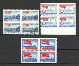 1960 20th Anniversary of the Soviet Baltic Blocks of Four (Full Set, MNH)