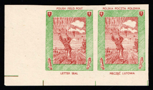 Poland, Military Mail, Field Post Feldpost, Pair (Corner Margins, Imperforate)