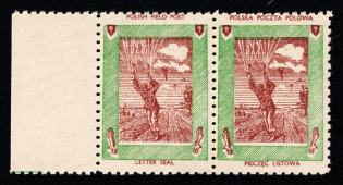 Poland, Military Mail, Field Post Feldpost, Pair (SHIFTED Brown, Margin)