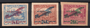 1920 Czechoslovakia, Airmail (Mi. 192 A - 194 A, Full Set, Imperforate, CV $200)