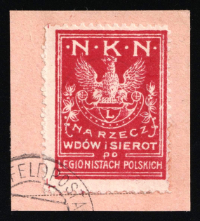 1915-17 'NKN' on piece, Polish Legion in Russia, for Widows and Orphans, Military Mail, Poland (Fi. 6, Certificate, Used, CV $60)