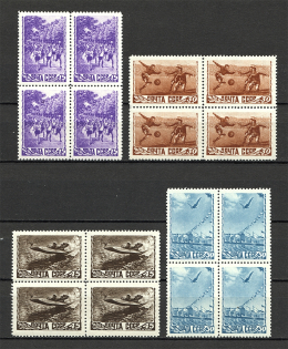 1948 Sport in the USSR Blocks of Four (Full Set, MNH)