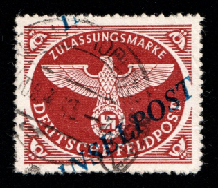 1944 Military Mail 'INSELPOST', Germany (Mi. 10 B b I, SHIFTED Overprint, Canceled, Signed, CV $100+)