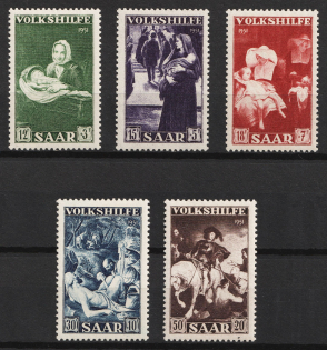 1951 Saar, Germany (Mi. 309 - 313, Full Set, CV $90)