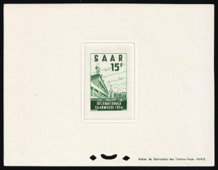 1954 Saar, Germany, International Fair at Saarbrucken, Souvenir Sheet (Mi. 348, Scott 248 var, Proof)