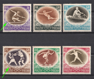 1956 Poland (Fi. 843 - 848, Shifted Oval in Relation to the Frame, Full Set, CV $30)