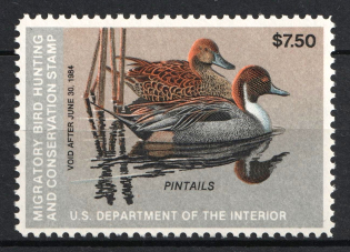 1983 7.50d Hunting Permit Stamp, United States, USA (Scott RW 50, Full Set)