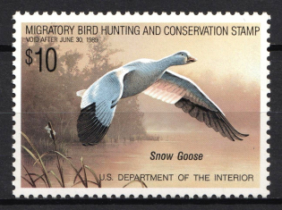 1988 10d Hunting Permit Stamp, United States, USA (Scott RW 55, Full Set, MNH)