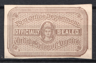 1888 Post Office Seal, United States, USA (Scott OX5 a, Chocolate, Imperforate, CV $25)