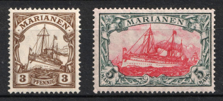 1916-19 Mariana, German Colonies, Kaiser's Yacht, Germany (Mi. 20, 21 B, CV $300, MNH)