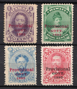 1893 Provisional Government, Hawaii, United States, USA (Scott 53, 55, 58, 66, Overprints, CV $20)