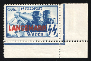 Belgian Flemish Legion, Germany (Mi. XX A, Unissued stamp, Corner Margin, CV $330, MNH)