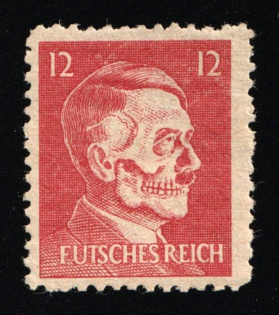 12pf Hitler-Skull, 'Futsches Reich', Private Propaganda Forgery of Hitler Issue, Anti-German Propaganda (Mi. 17, CV $100, MNH)
