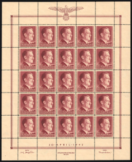1942 30gr General Government, Germany, Full Sheet (Mi. 89, CV $30, MNH)