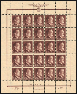 1942 1.20gr General Government, Germany, Full Sheet (Mi. 91, CV $30, MNH)