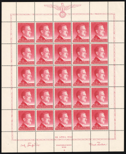 1943 24gr General Government, Germany, Full Sheet (Mi. 102, CV $30, MNH)