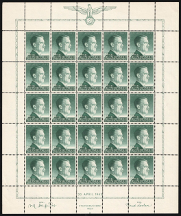 1943 84gr General Government, Germany, Full Sheet (Mi. 103, CV $30, MNH)